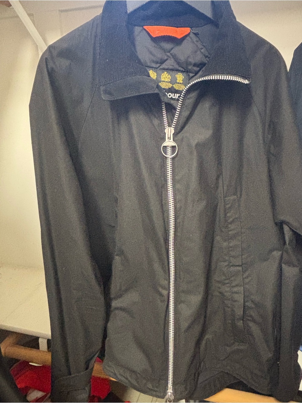 Barbour Black Men's Zip-Up Windbreaker with Ring Pull
